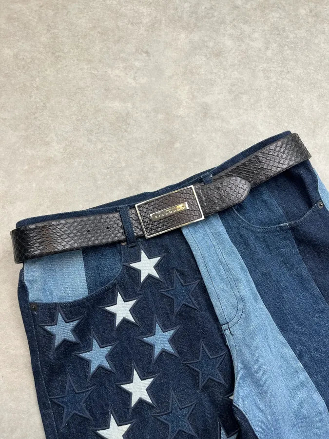 Richmond Python Embossed Black Leather Belt yHMskyw 1