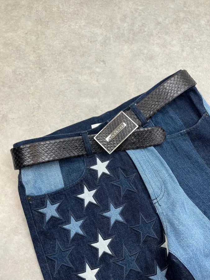 Richmond Python Embossed Black Leather Belt yHMskyw 2