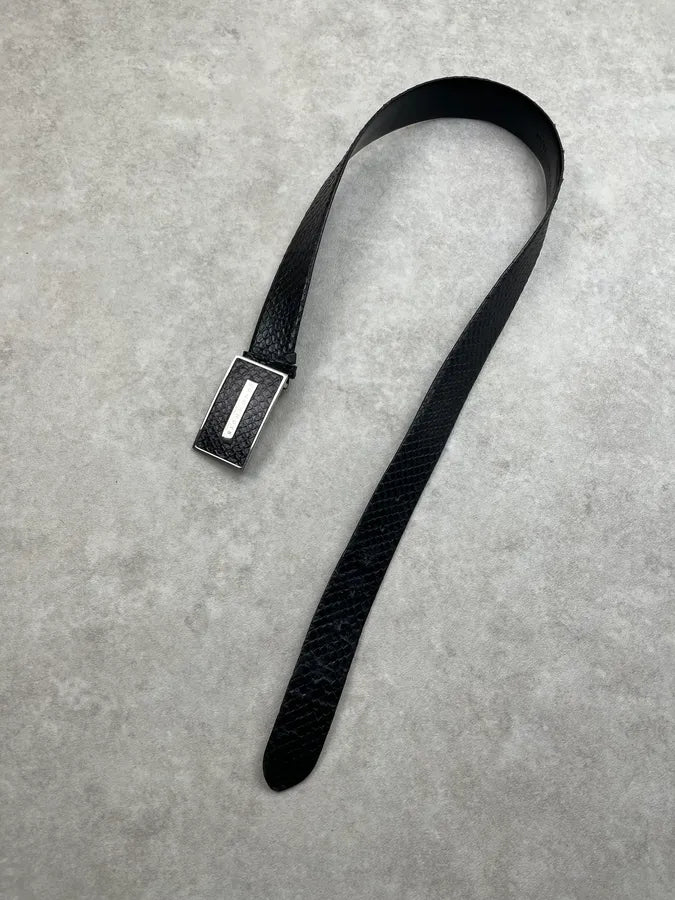 Richmond Python Embossed Black Leather Belt yHMskyw 3