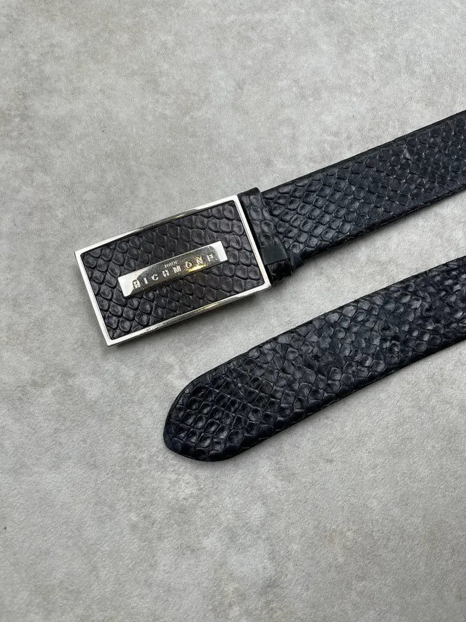 Richmond Python Embossed Black Leather Belt yHMskyw 4