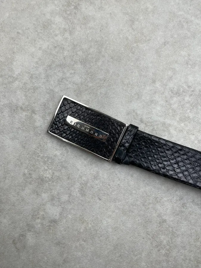 Richmond Python Embossed Black Leather Belt yHMskyw 5