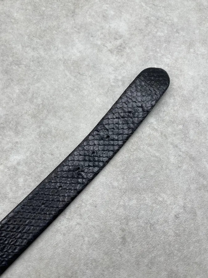 Richmond Python Embossed Black Leather Belt yHMskyw 6