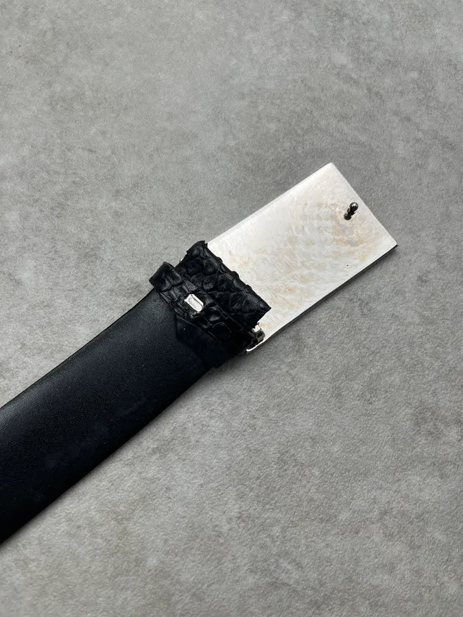 Richmond Python Embossed Black Leather Belt yHMskyw 7