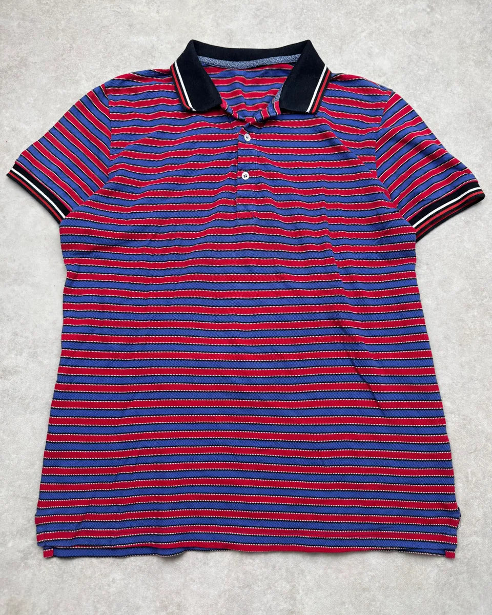 Richmond Red & Blue Bull Abstract Back Striped Polo FZRFIzP 1