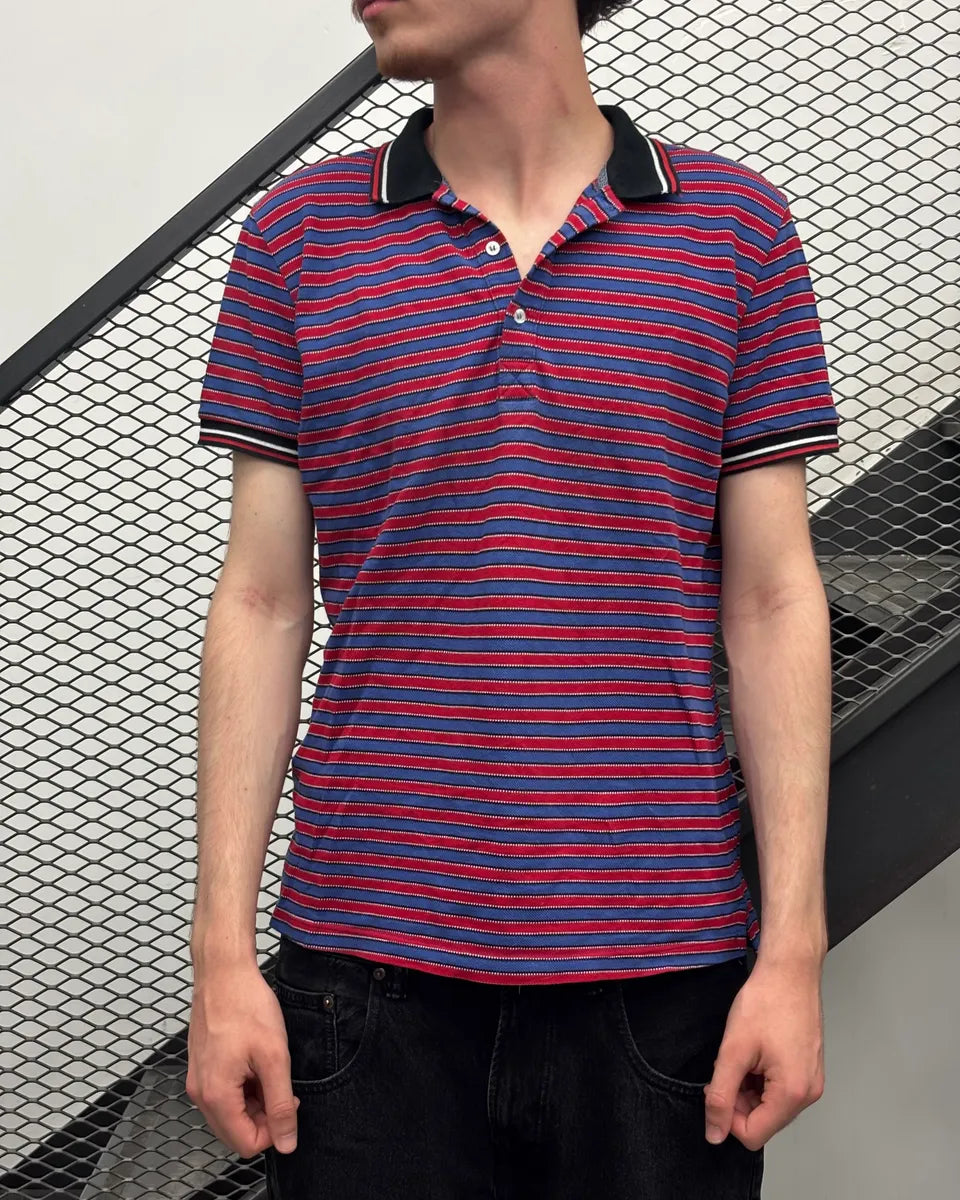 Richmond Red & Blue Bull Abstract Back Striped Polo FZRFIzP 2