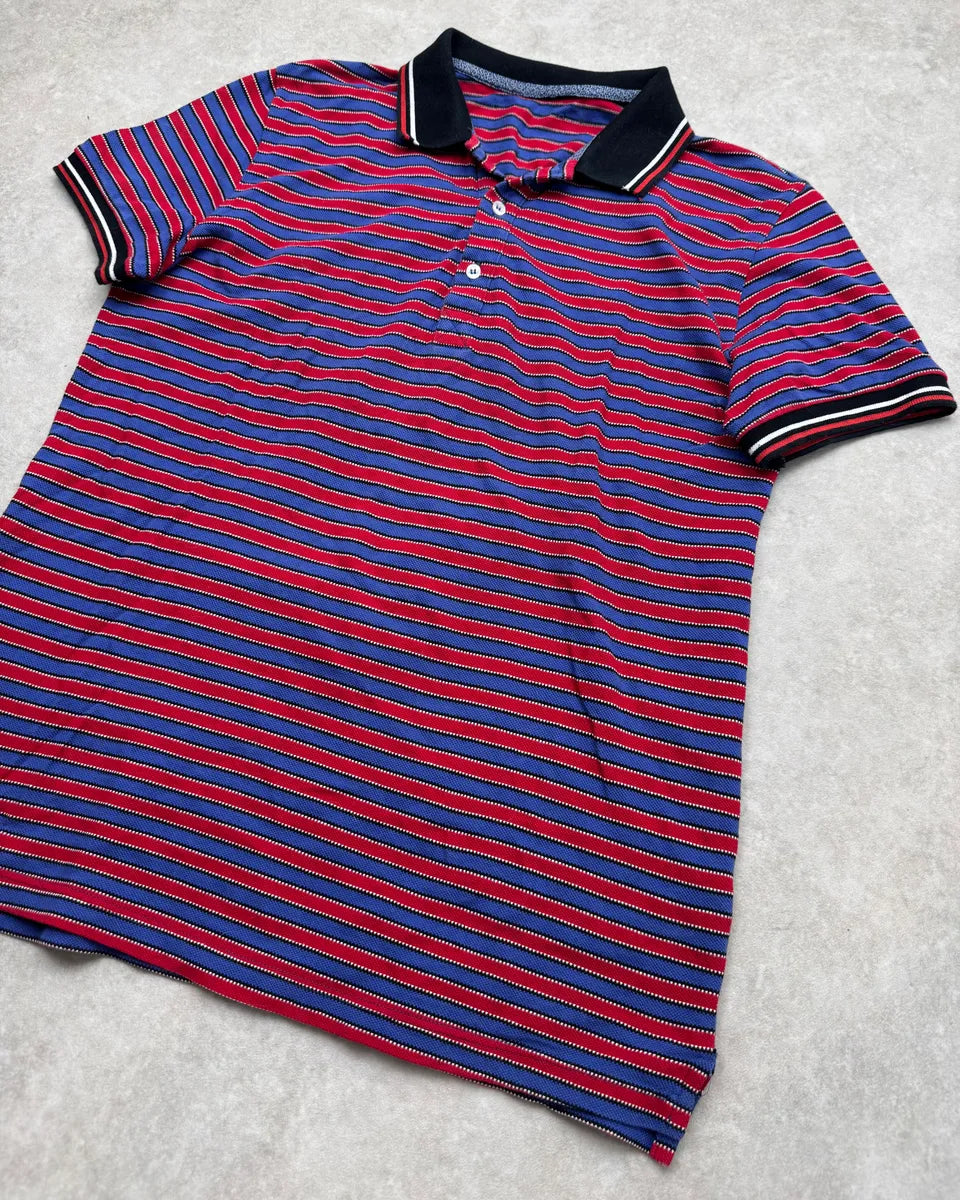 Richmond Red & Blue Bull Abstract Back Striped Polo FZRFIzP 4