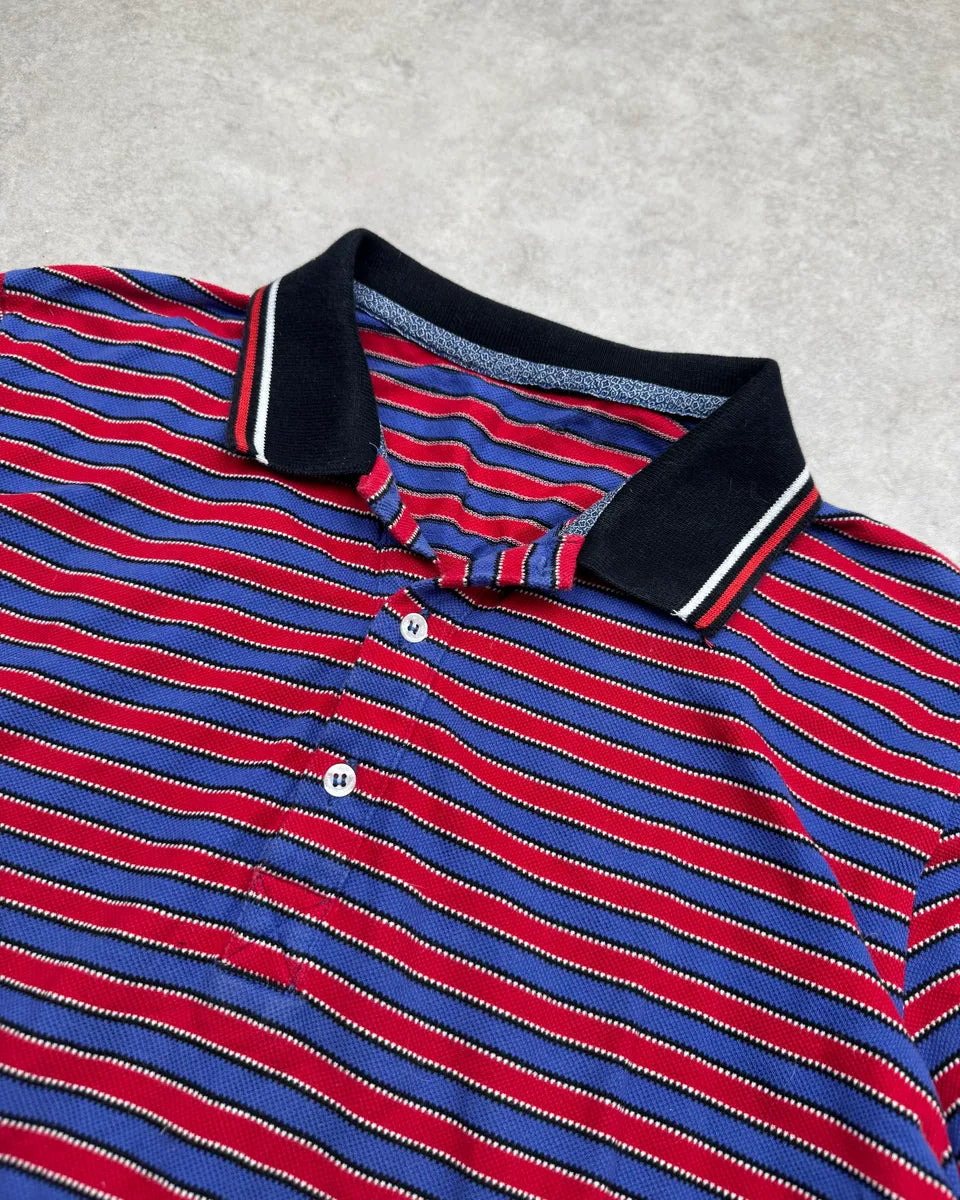 Richmond Red & Blue Bull Abstract Back Striped Polo FZRFIzP 5