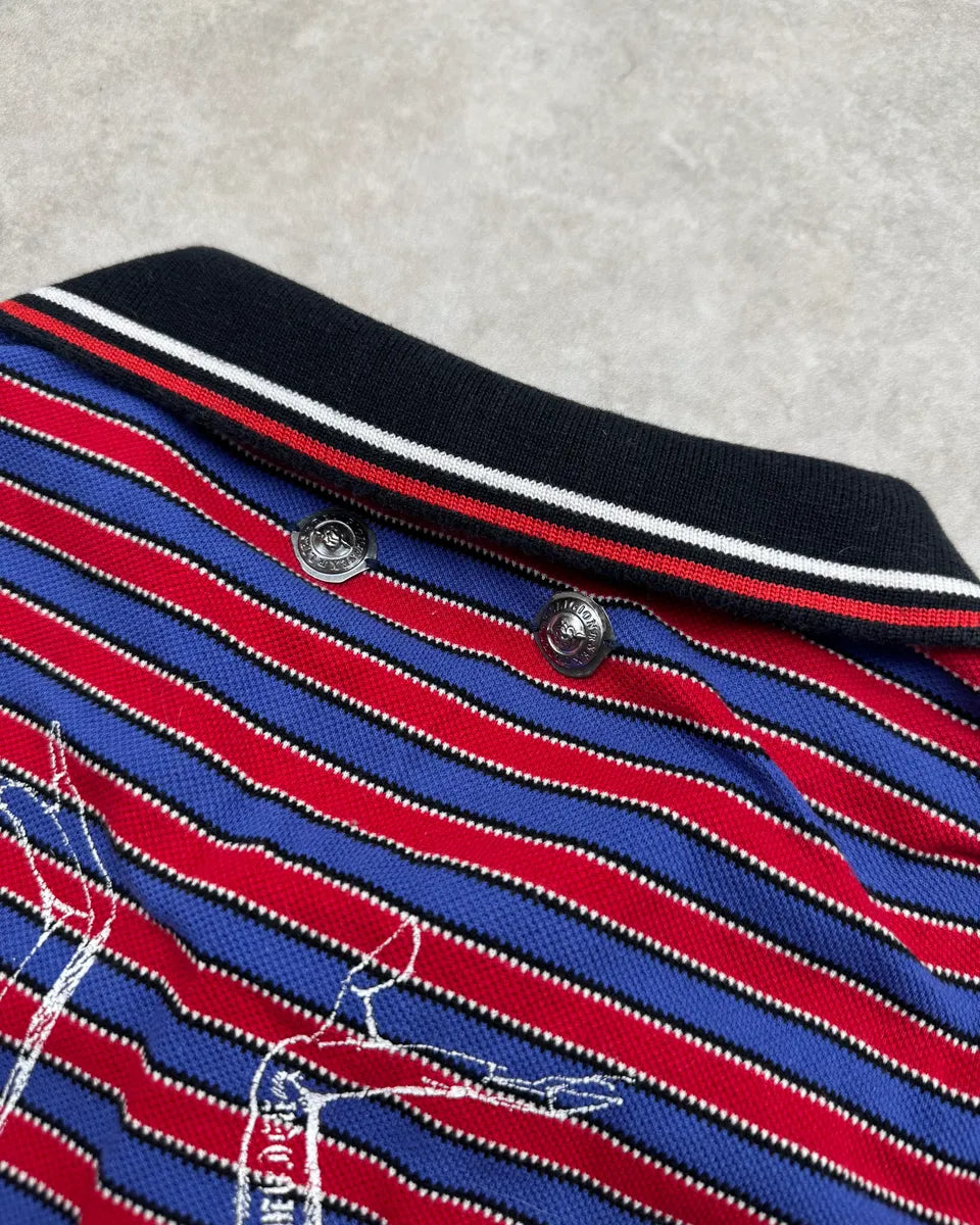 Richmond Red & Blue Bull Abstract Back Striped Polo FZRFIzP 9
