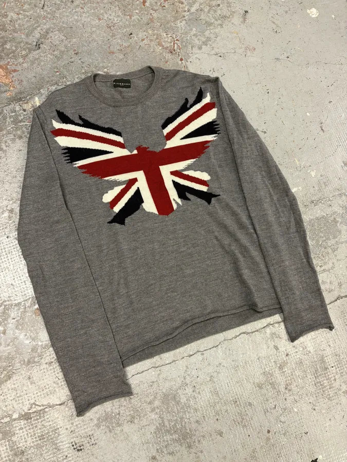 Richmond UK Flag Eagle Grey Sweater JDMROPb 1