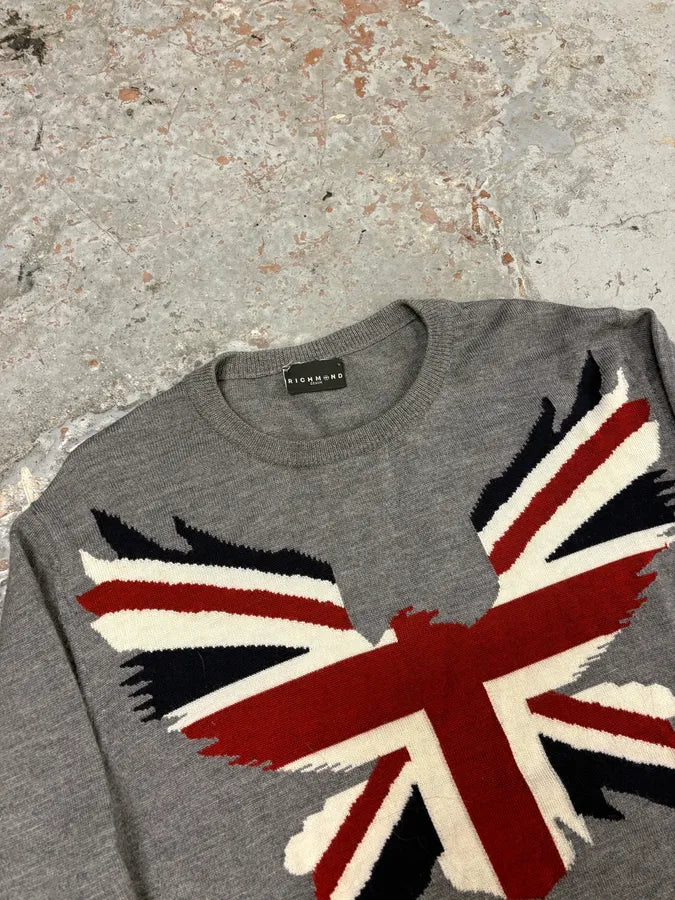 Richmond UK Flag Eagle Grey Sweater JDMROPb 2