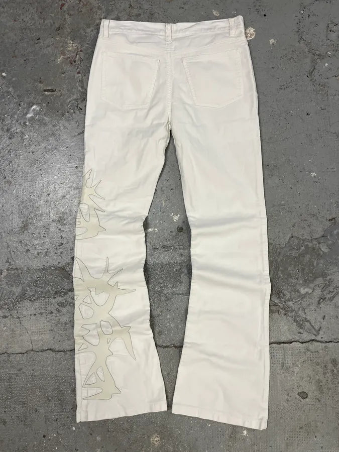 Richmond White Eclectic Birds Effect Contemporary Pants (S) EPwuUdS 4