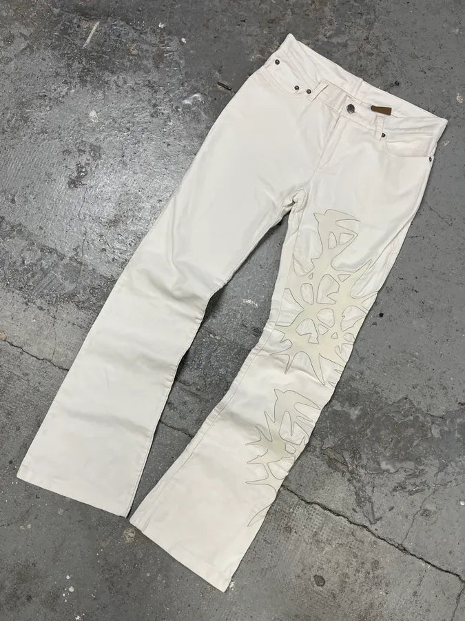 Richmond White Eclectic Birds Effect Contemporary Pants (S) EPwuUdS 6