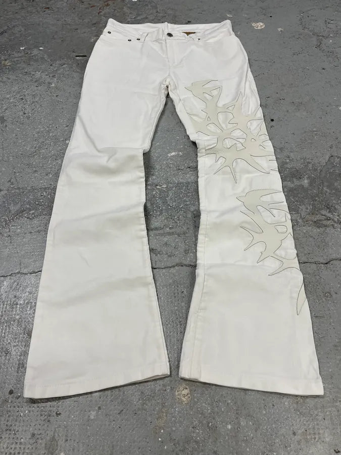 Richmond White Eclectic Birds Effect Contemporary Pants (S) EPwuUdS 7