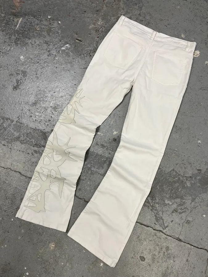 Richmond White Eclectic Birds Effect Contemporary Pants (S) EPwuUdS 9