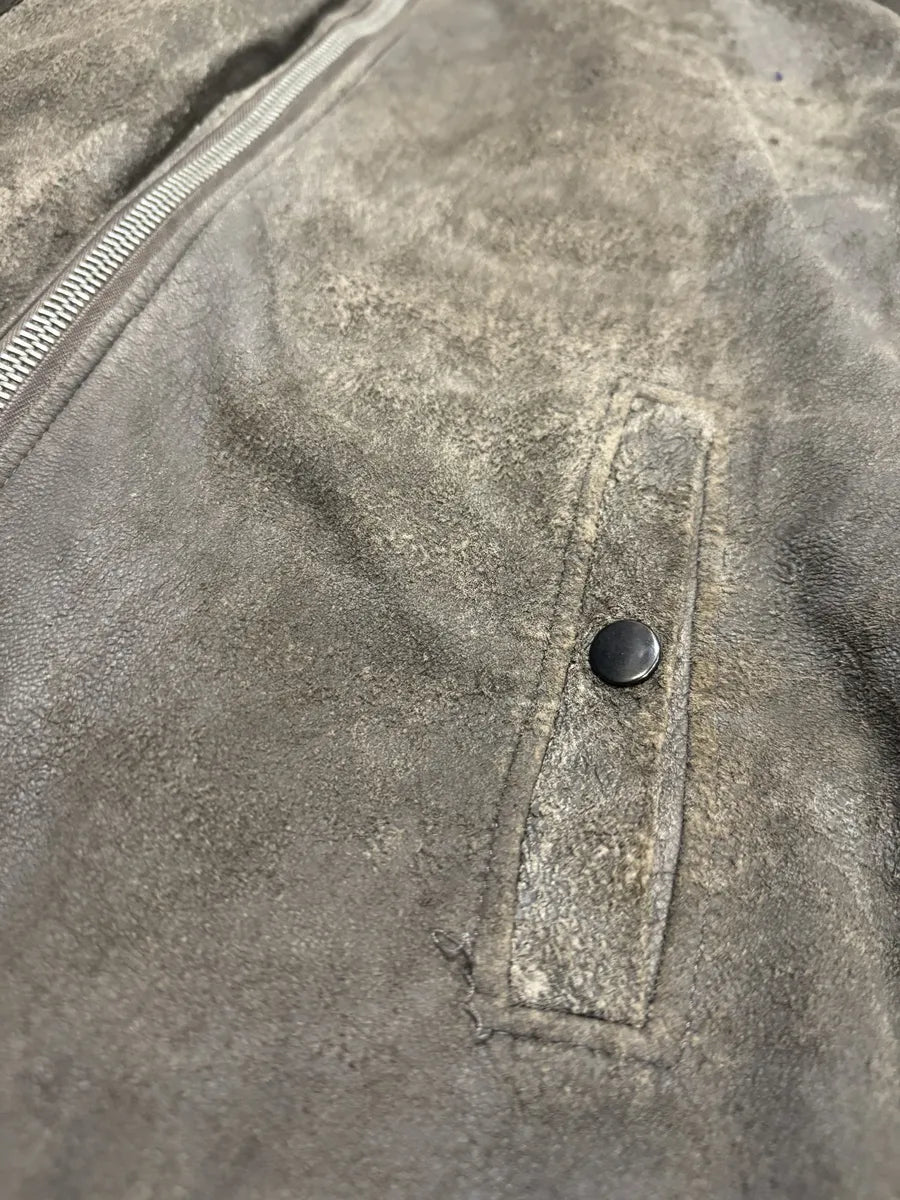 Rick Owens Asymmetrical Eroded Raw Hooded Lamb Leather Jacket (S/M) lgxDdXx 12
