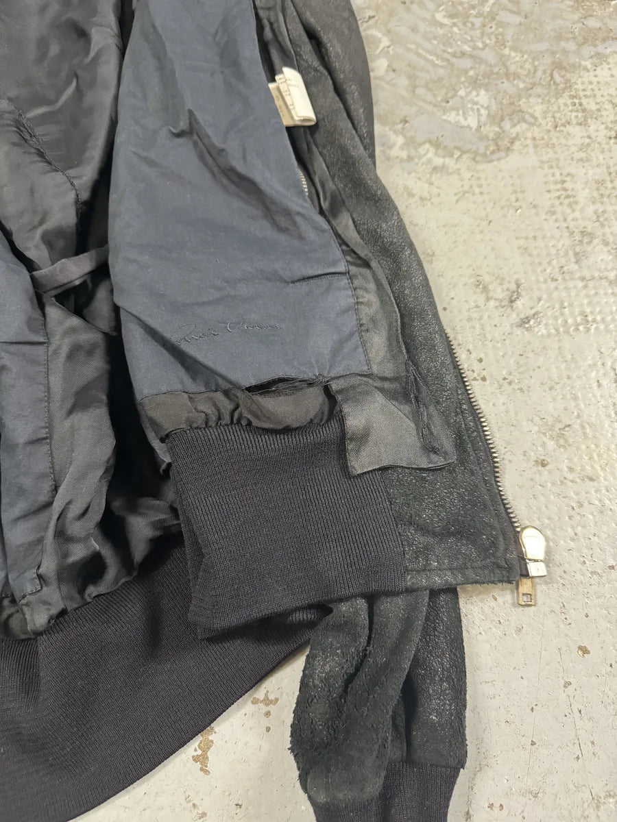 Rick Owens Asymmetrical Textured Black Leather Jacket jWXomTm 5