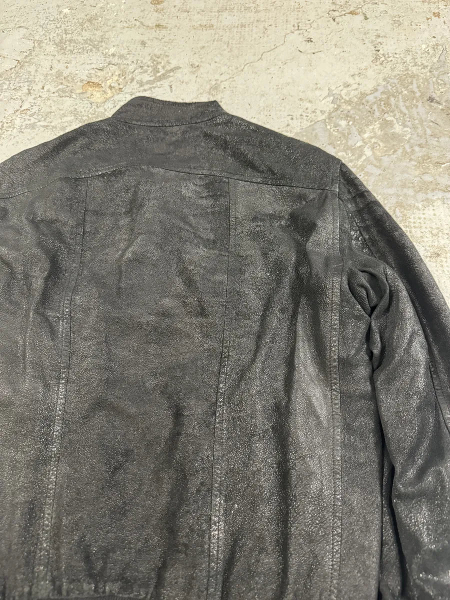 Rick Owens Asymmetrical Textured Black Leather Jacket jWXomTm 8