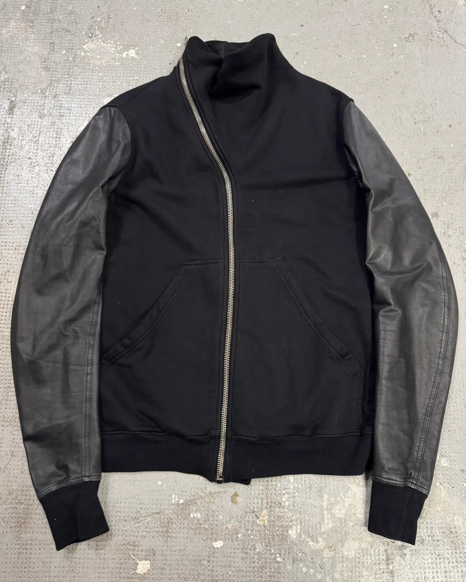 Rick Owens Asymmetrical Wool & Leather Black Jacket (L) 0