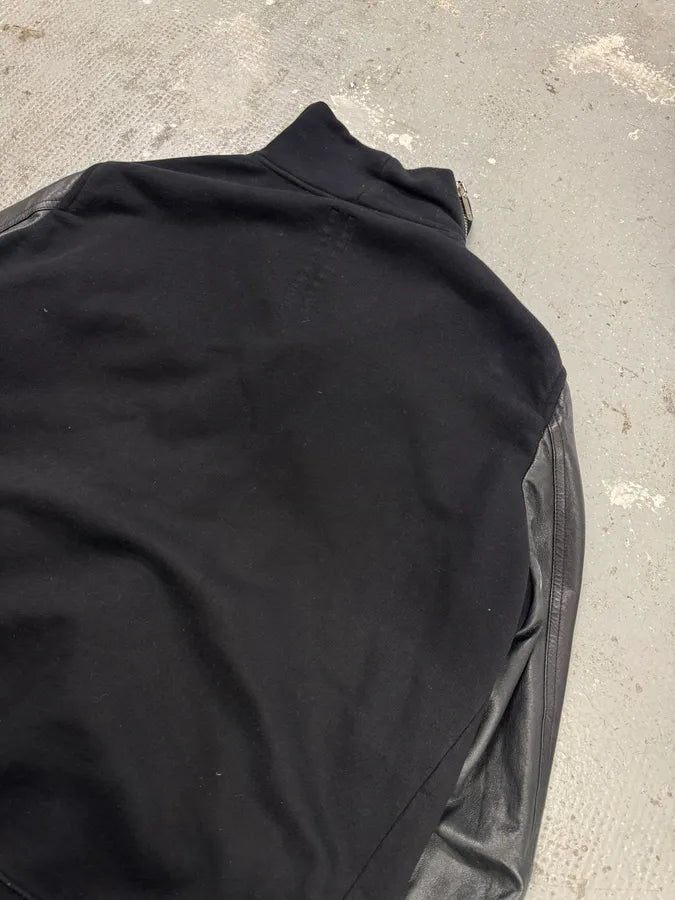 Rick Owens Asymmetrical Wool & Leather Black Jacket (L) 1