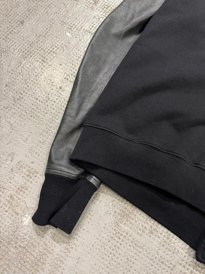 Rick Owens Asymmetrical Wool & Leather Black Jacket (L) 5