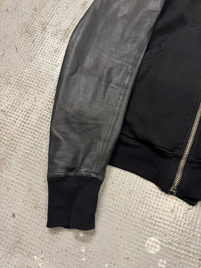 Rick Owens Asymmetrical Wool & Leather Black Jacket (L) 6