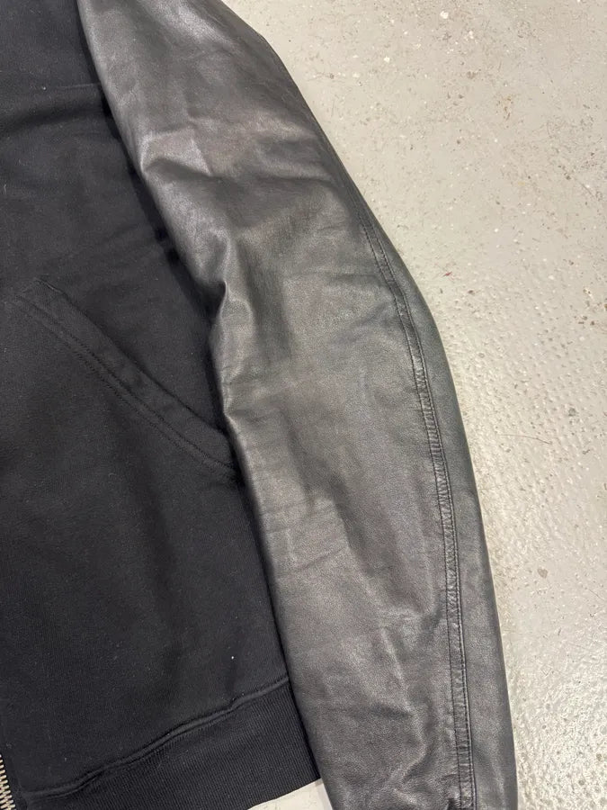 Rick Owens Asymmetrical Wool & Leather Black Jacket (L) 7
