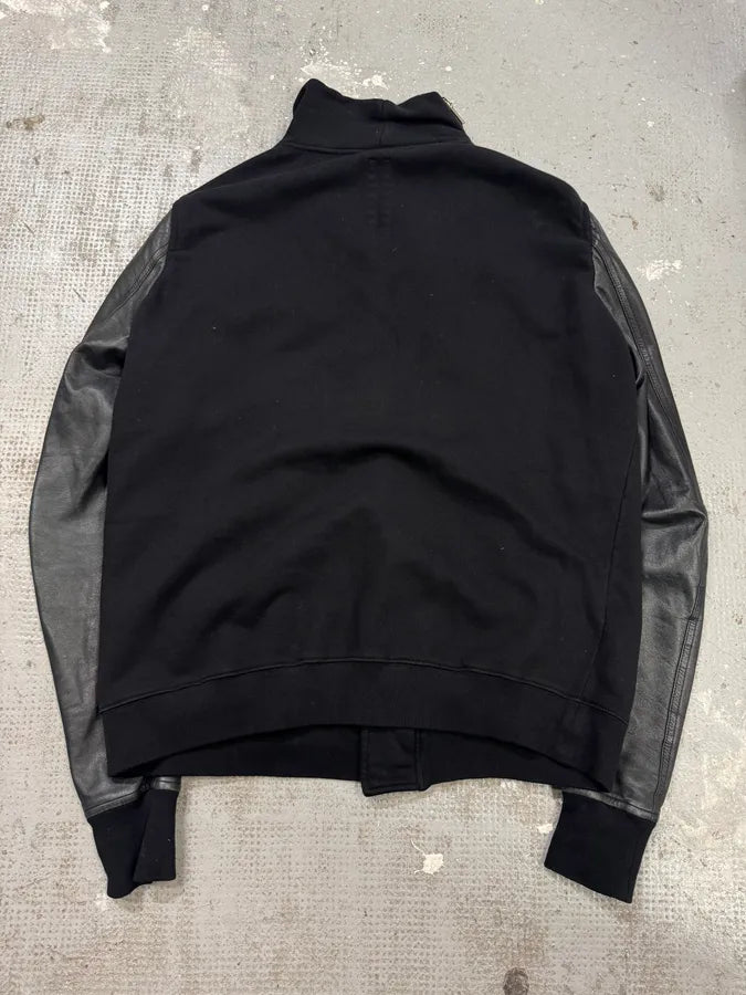 Rick Owens Asymmetrical Wool & Leather Black Jacket (L) 2