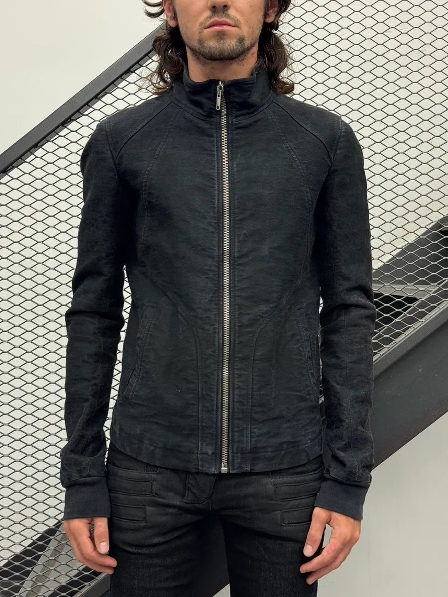 Rick Owens Avant-Garde Black Suede Leather Jacket FxvwtXy 0