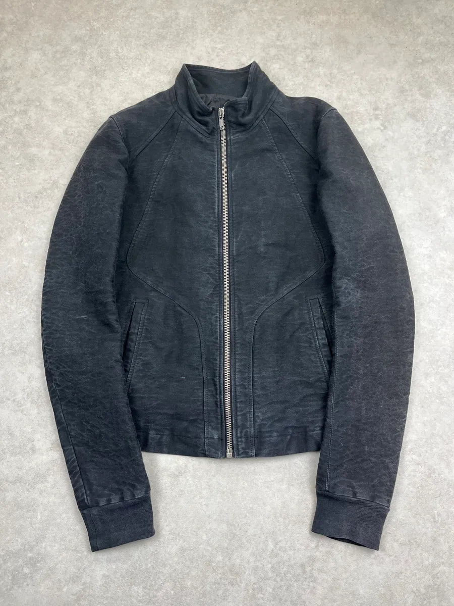 Rick Owens Avant-Garde Black Suede Leather Jacket FxvwtXy 2