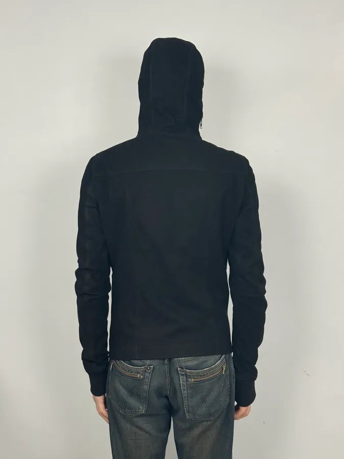 AW2015 Rick Owens Avant-Garde Black Asymmetrical Leather Jacket vmXdUwd 3