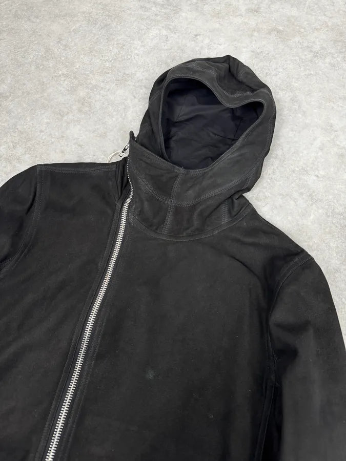 AW2015 Rick Owens Avant-Garde Black Asymmetrical Leather Jacket vmXdUwd 5