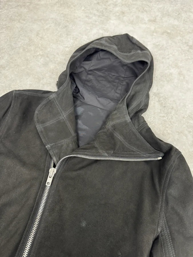 AW2015 Rick Owens Avant-Garde Black Asymmetrical Leather Jacket vmXdUwd 6