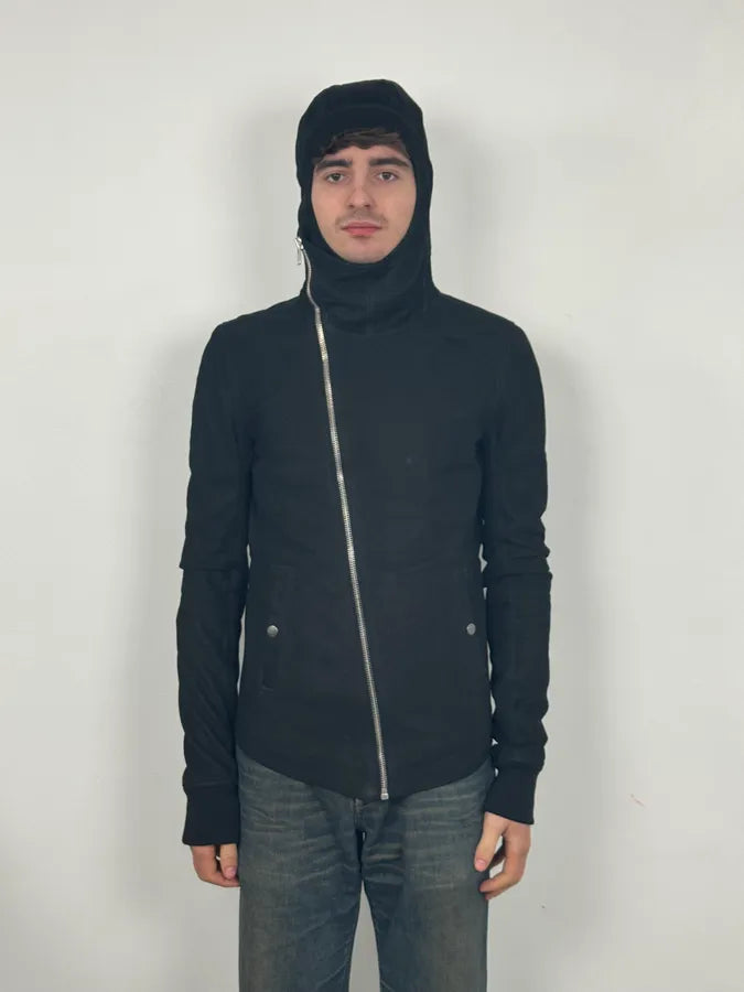 AW2015 Rick Owens Avant-Garde Black Asymmetrical Leather Jacket vmXdUwd 2