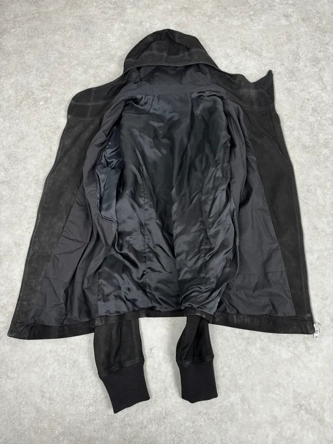AW2015 Rick Owens Avant-Garde Black Asymmetrical Leather Jacket vmXdUwd 8