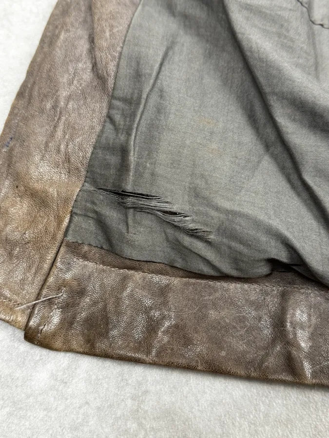 Rick Owens Beige & Grey Eroded Asymmetrical Leather Jacket ihQAnXD 9