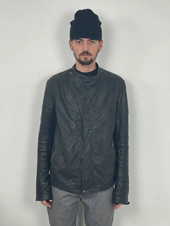 Rick Owens Black Asymmetrical Ninja Leather Jacket nuQmwdi 1