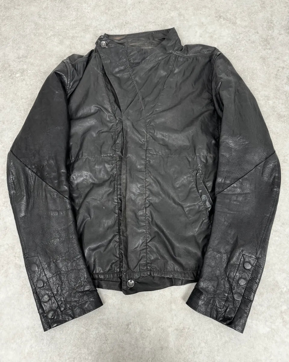 Rick Owens Black Asymmetrical Ninja Leather Jacket nuQmwdi 3