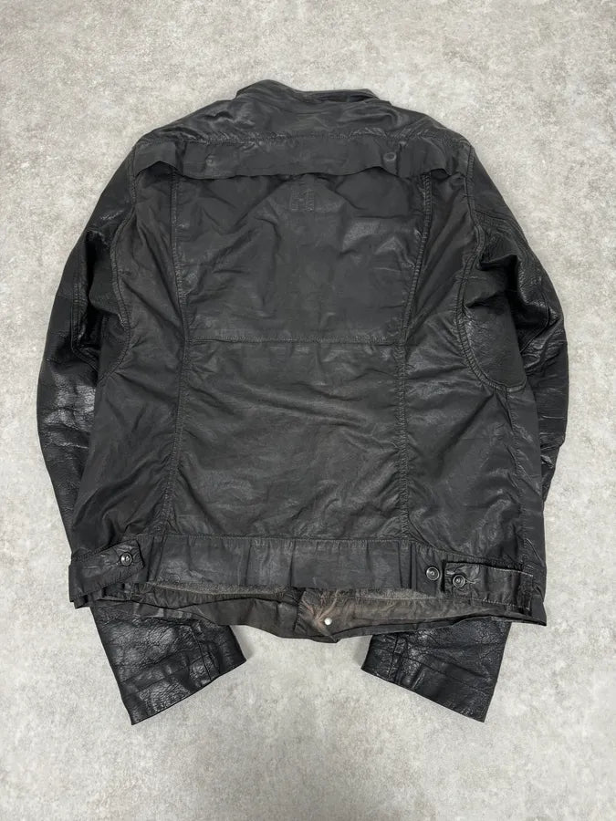 Rick Owens Black Asymmetrical Ninja Leather Jacket nuQmwdi 4