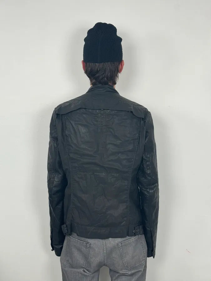 Rick Owens Black Asymmetrical Ninja Leather Jacket nuQmwdi 2