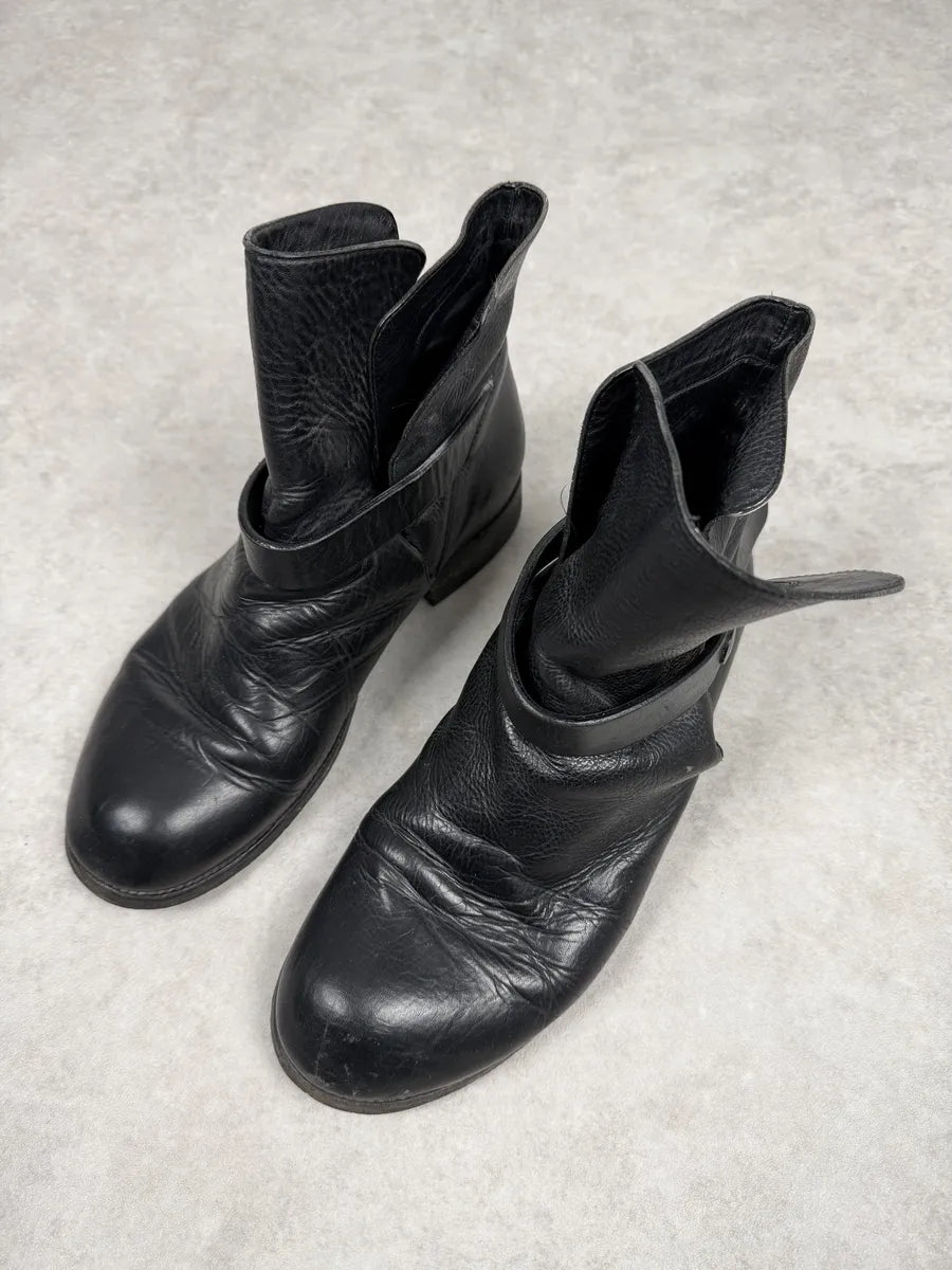 Rick Owens Black Avant-Garde Leather Boots cPNGbai 1