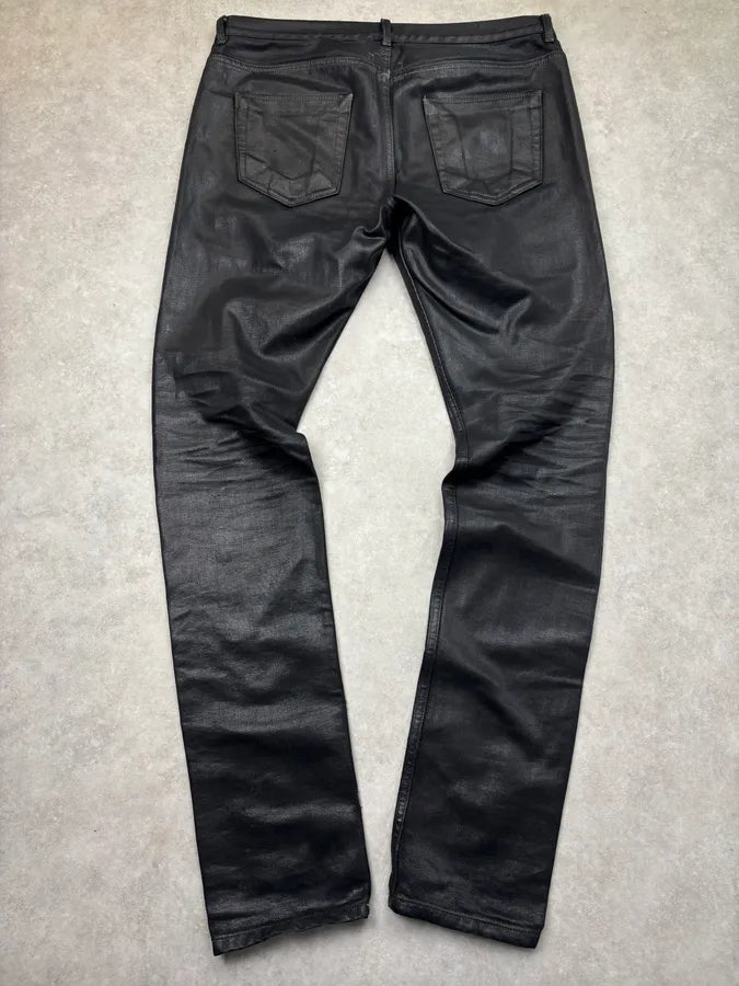 SS2016 Rick Owens Black Dark Waxed Pants XiJFevk 5