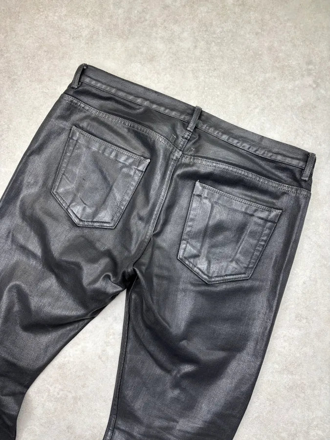 SS2016 Rick Owens Black Dark Waxed Pants XiJFevk 6