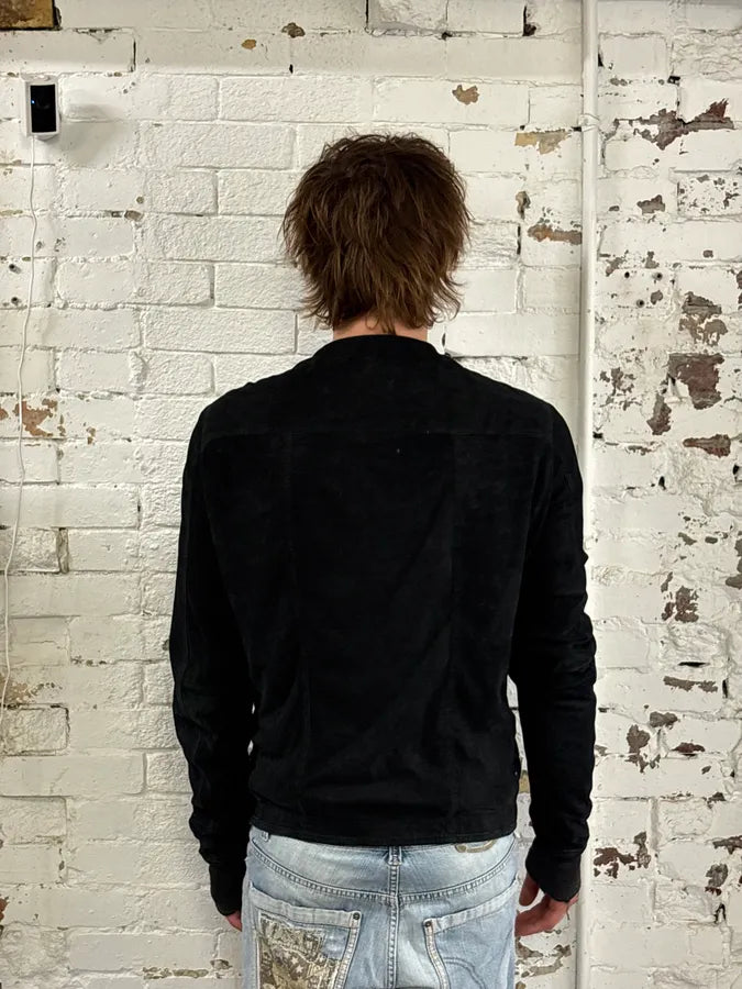 AW2015 Rick Owens Black Lamb Leather Avant-Garde Jacket vXQchLW 2