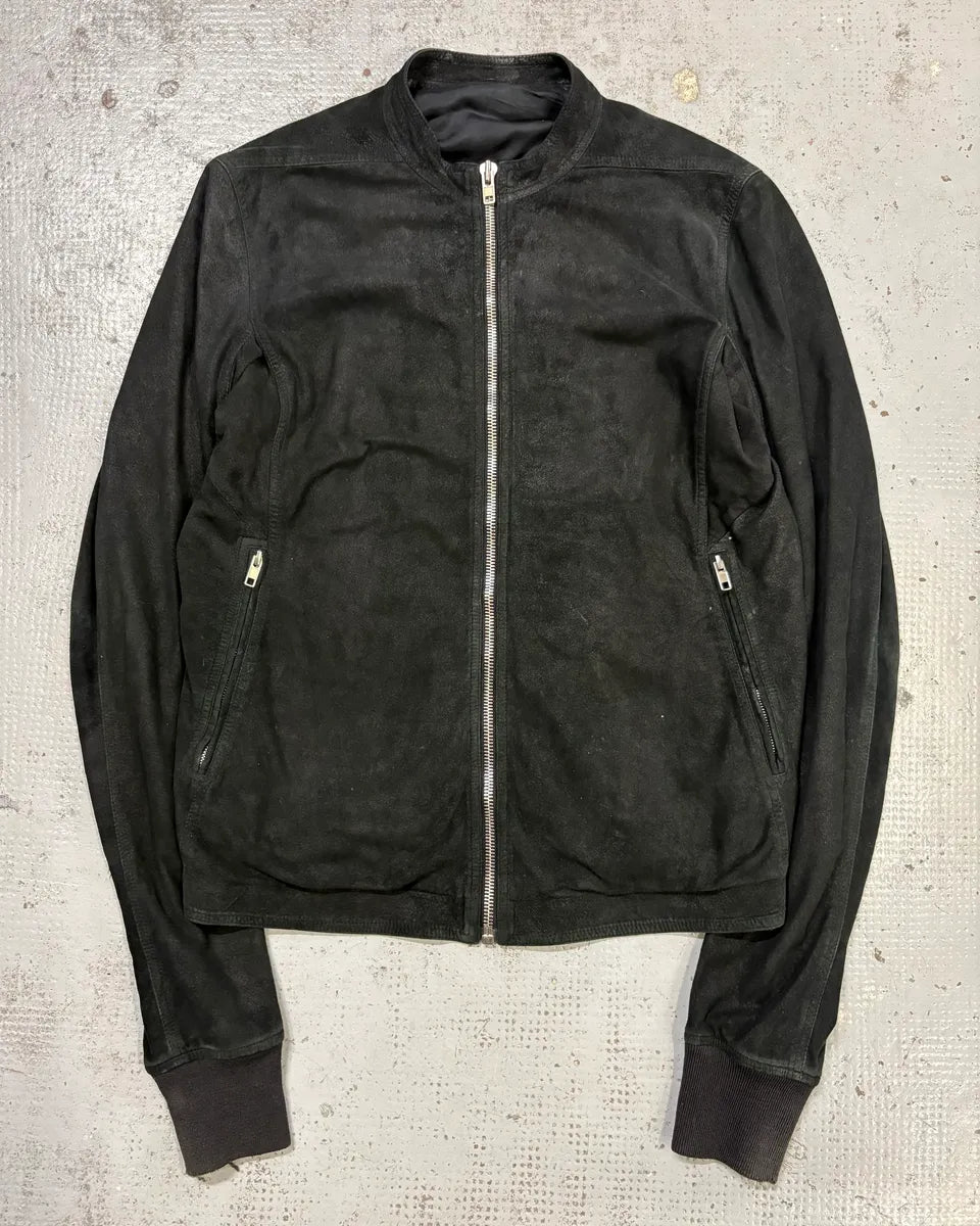 AW2015 Rick Owens Black Lamb Leather Avant-Garde Jacket vXQchLW 0