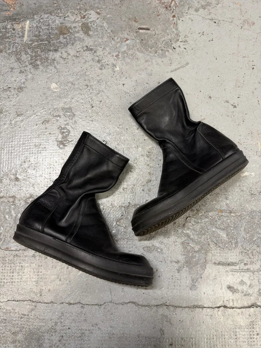 Rick Owens Black Leather Ankle Abstract Boots DwPAtdZ 0