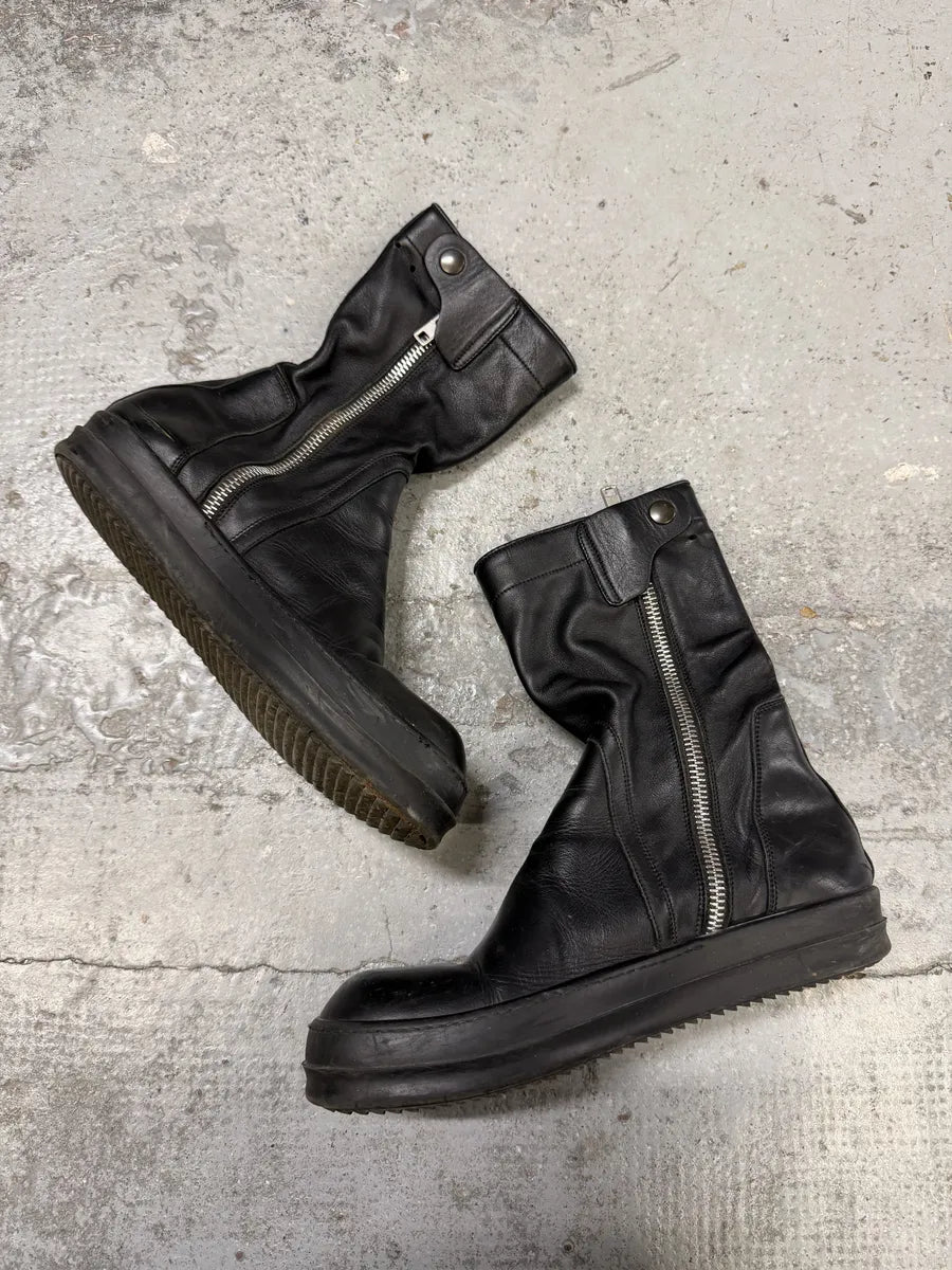 Rick Owens Black Leather Ankle Abstract Boots DwPAtdZ 1