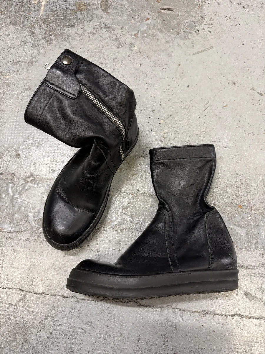 Rick Owens Black Leather Ankle Abstract Boots DwPAtdZ 8
