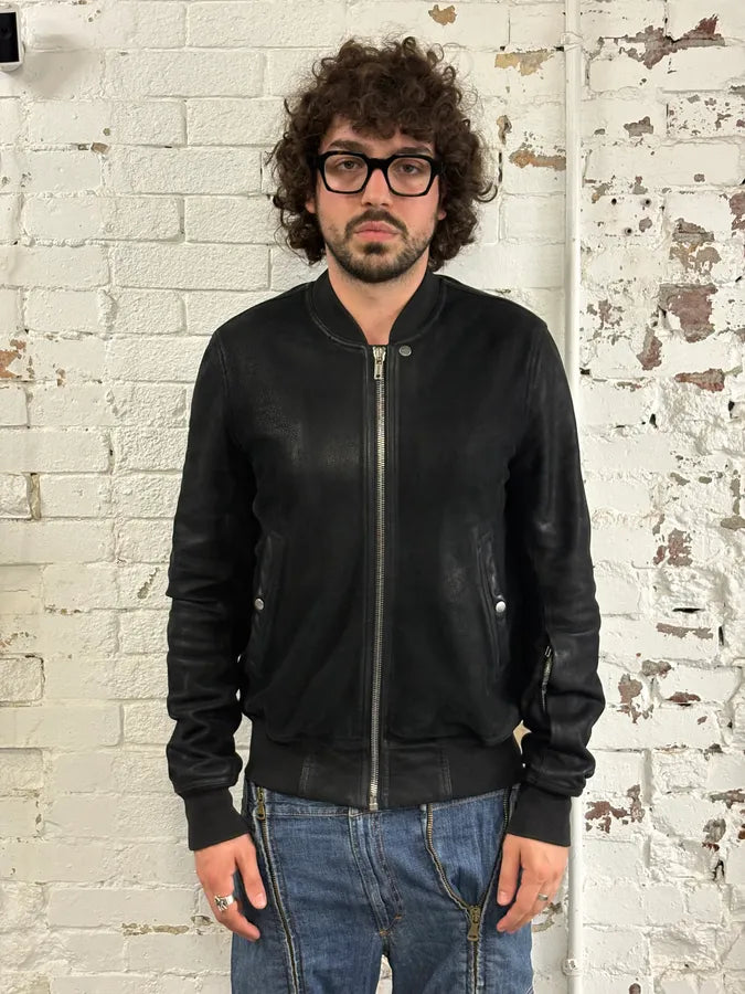 Rick Owens Black Premium Biker Leather Jacket EFZBNJE 1