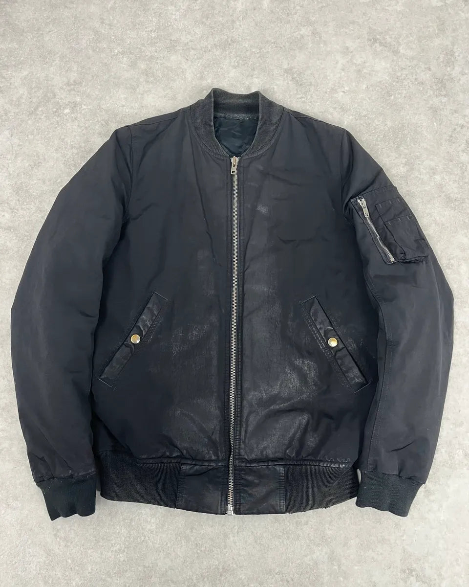 Rick Owens Black Waxed Bomber Jacket CtkwWHZ 0