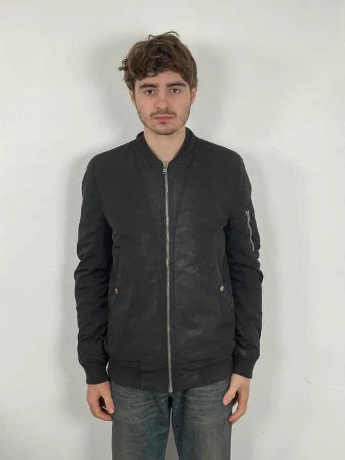 Rick Owens Black Waxed Bomber Jacket CtkwWHZ 1